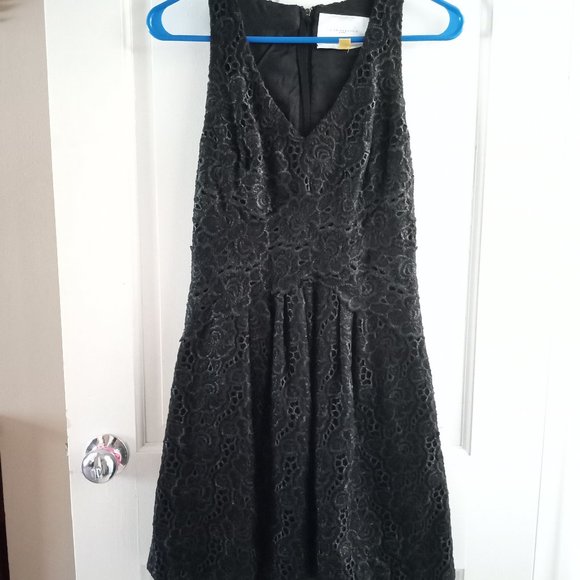 anthropologie leifsdottir dress: Lingonberry Black Eyelet Lace 0 - Picture 1 of 5